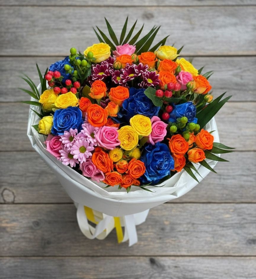 Букет цветов из: Розы и Хризантемы в Степанщино