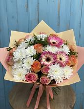 Букет цветов из:  Розы, Герберы и Хризантемы в Степанщино