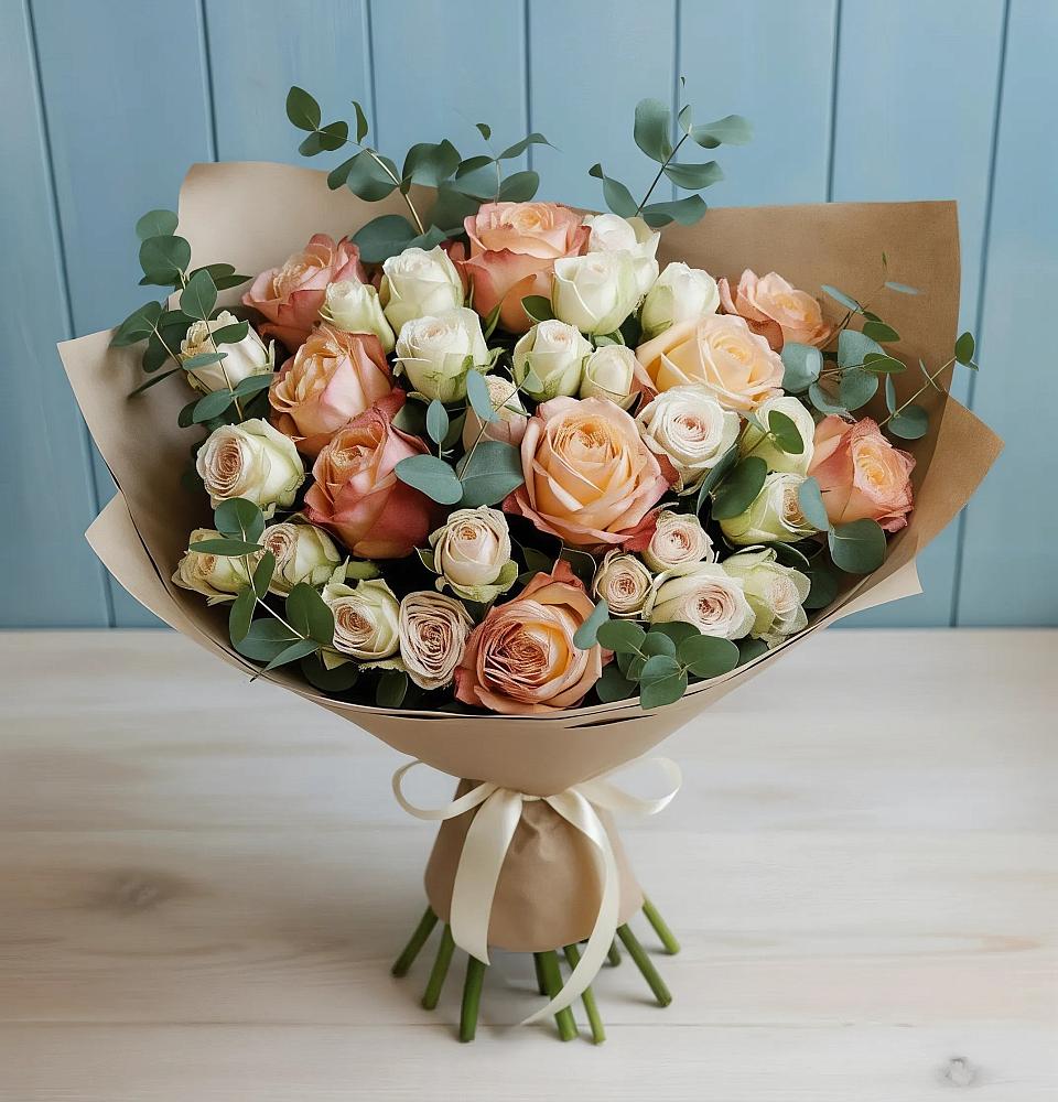 Букет цветов из: Альстромерии и Розы в Степанщино