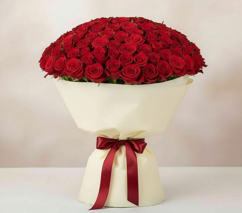 Букет 101 Красная роза Милано в Степанщино