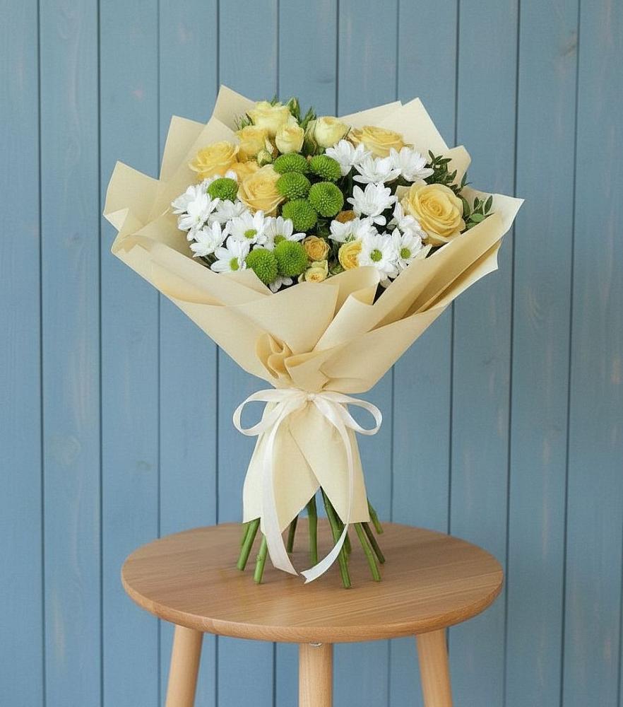 Букет цветов из: Хризантемы и Розы в Степанщино