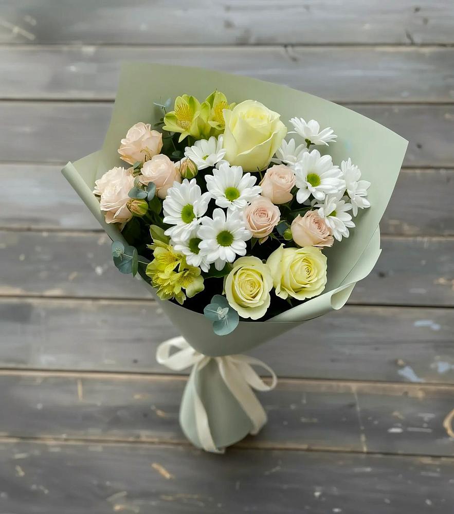 Букет цветов из: Альстромерии, Розы и Хризантемы в Степанщино