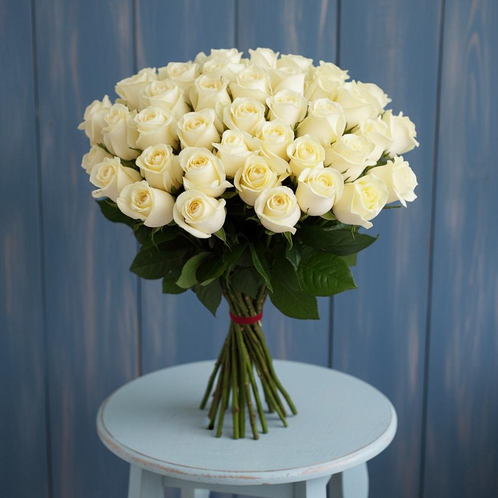 Букет 51 Белая роза Эдлесс Лав в Степанщино