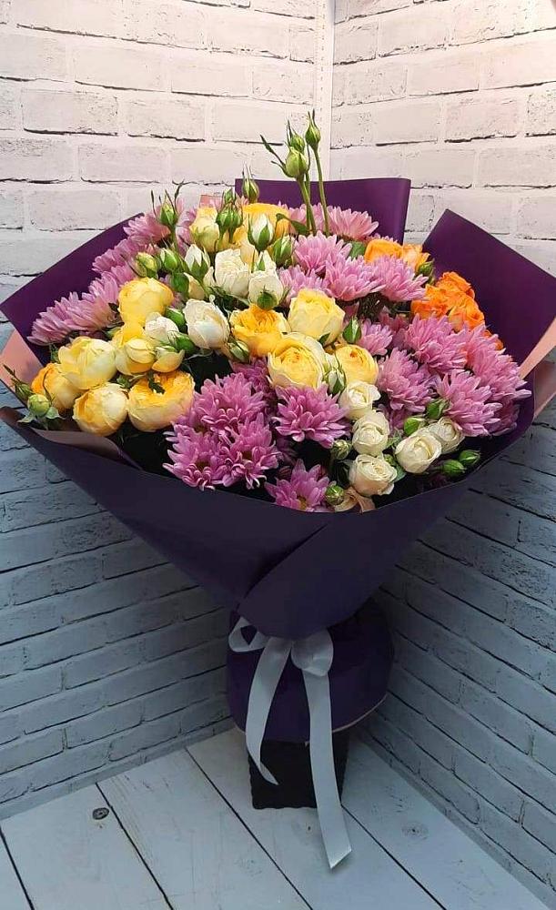 Букет цветов из: Хризантемы и Розы в Степанщино