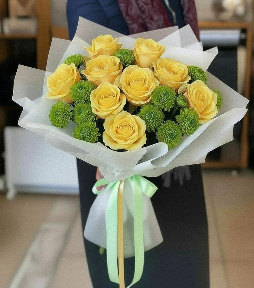 Букет цветов из: Хризантемы и Розы в Степанщино