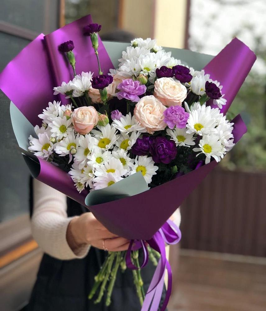 Букет цветов из: Хризантемы, Гвоздики и Розы в Степанщино