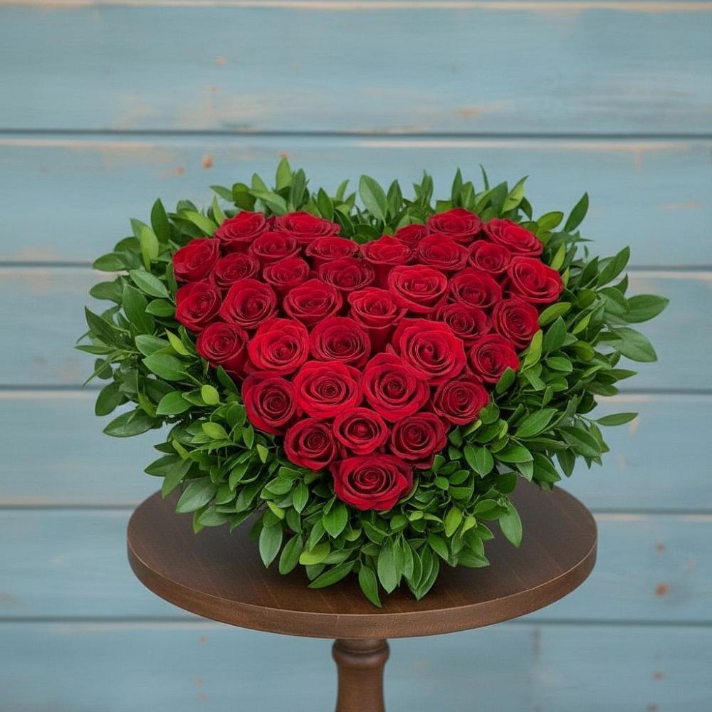 Цветочная композиция из Розы в виде сердца в Степанщино