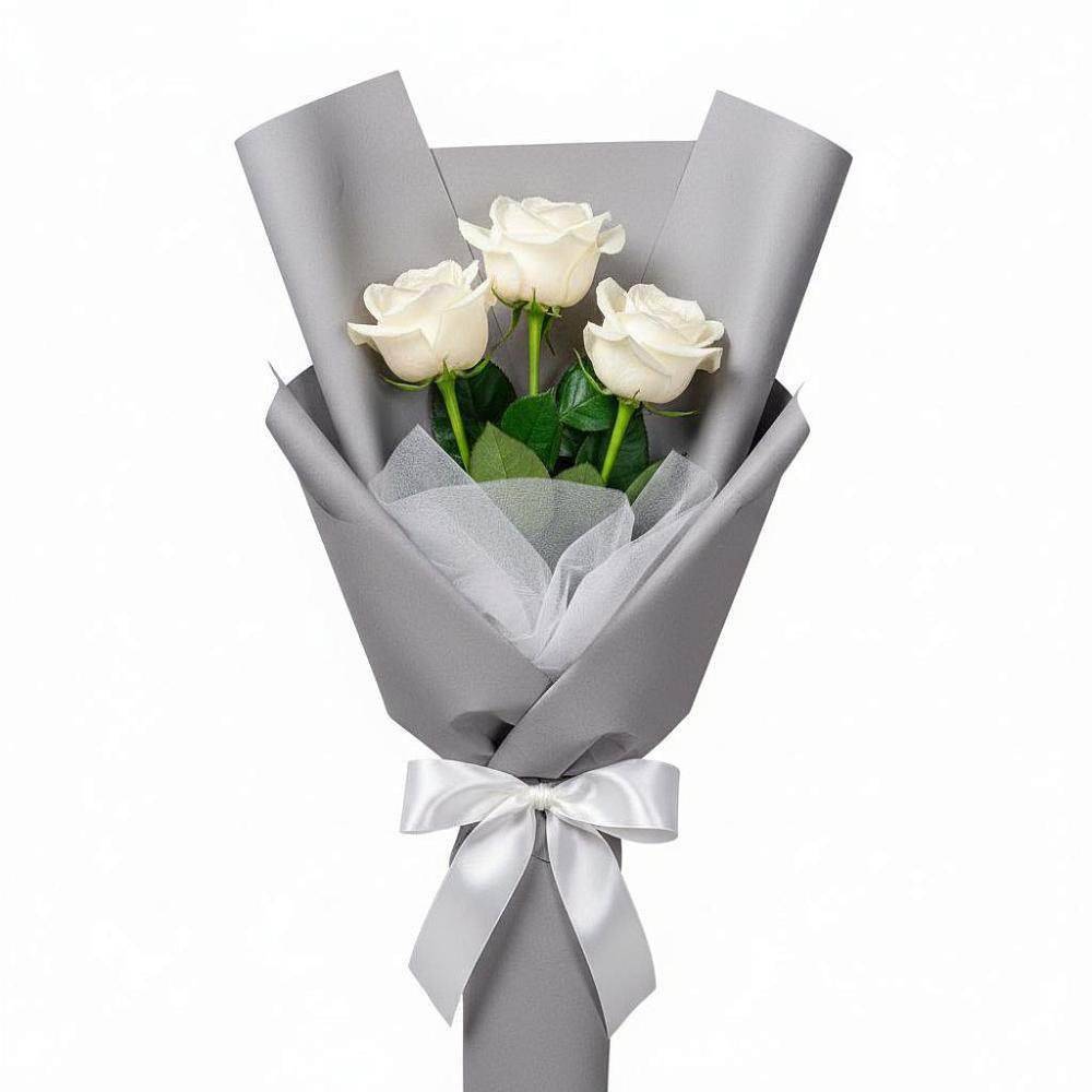 Букет 3 белые розы в Степанщино