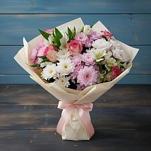 Букет цветов из:  Хризантемы, Альстромерии и Розы в Степанщино