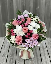 Букет цветов из:  Альстромерии, Гвоздики, Розы и Хризантемы в Степанщино