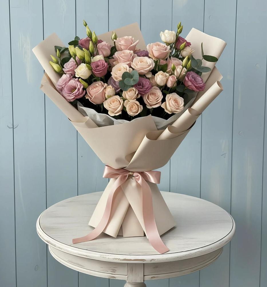 Букет цветов из: Розы и Лизиантусы в Степанщино