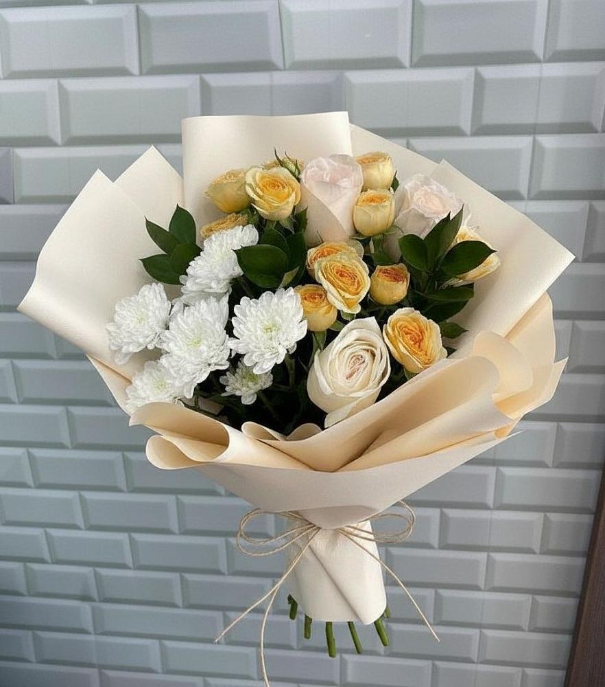 Букет цветов из: Розы и Хризантемы в Степанщино