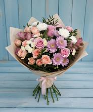 Букет цветов из:  Хризантемы, Розы и Альстромерии в Степанщино