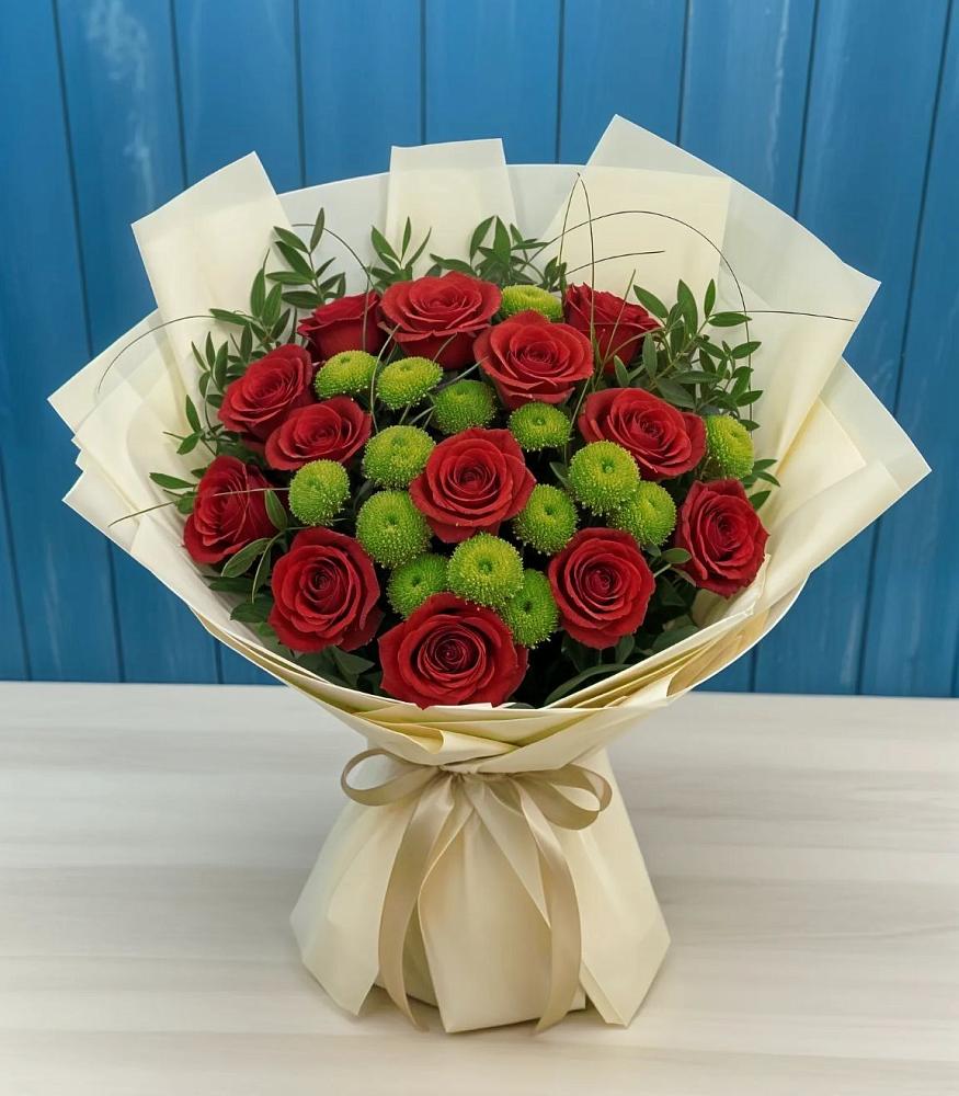 Букет цветов из: Розы и Хризантемы в Степанщино