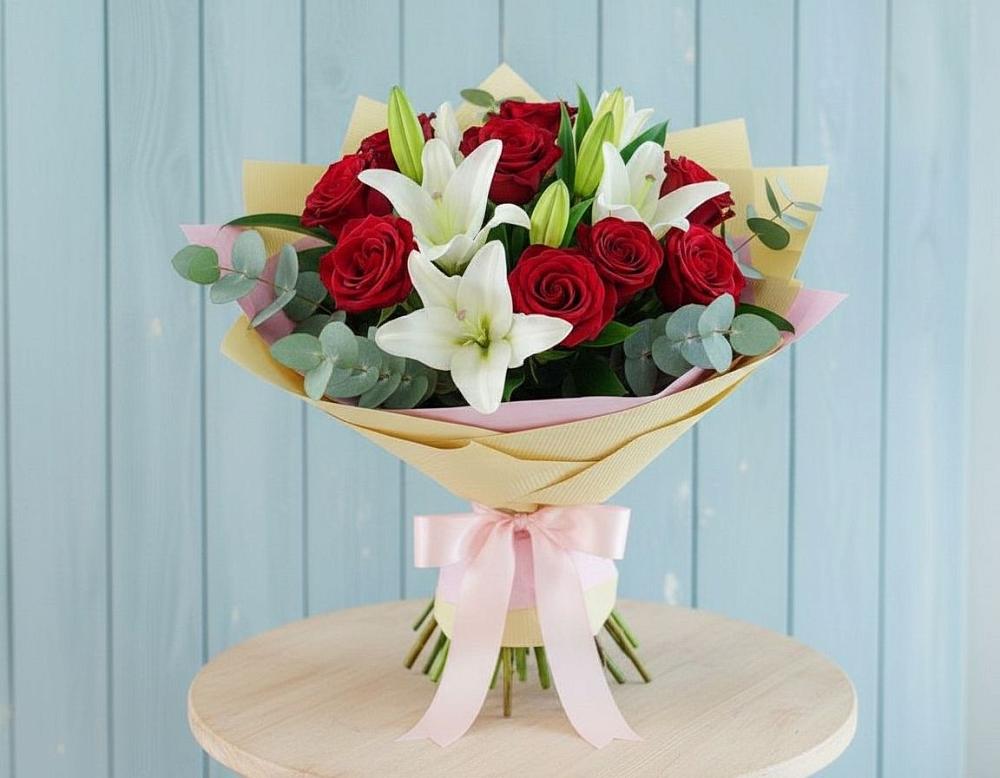 Букет цветов из: Лилии и Розы в Степанщино